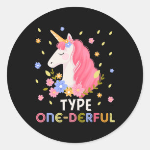 Sticker Rond Licorne merveilleuse de type un Fun Diabétique de