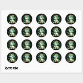 Sticker Rond Licorne mignonne Trèfle Saint-Patrick (Feuille)