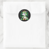 Sticker Rond Licorne mignonne Trèfle Saint-Patrick (Sac)