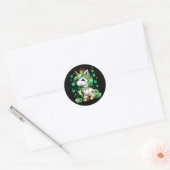 Sticker Rond Licorne mignonne Trèfle Saint-Patrick (Enveloppe)