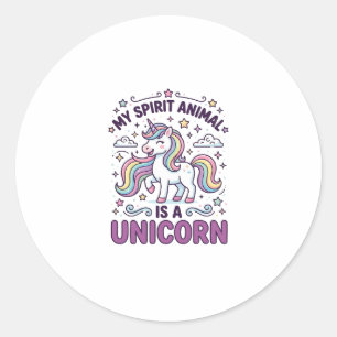 Sticker Rond Licorne Mon Animal Spirituel Est Une Licorne Typog