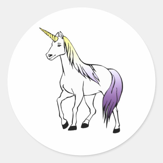 Sticker Rond Licorne non binaire (Devant)