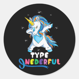 Sticker Rond Licorne Onederful Dub de type 1 diabète
