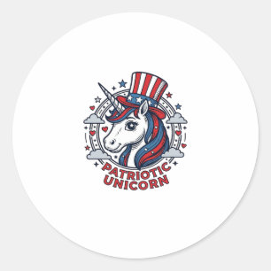 Sticker Rond Licorne Patriotique Gravure Vintage Graphique_1