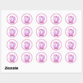 Sticker Rond licorne & personnalisez votre nom (Feuille)
