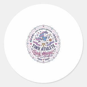 Sticker Rond Licorne Petit Athlète Grande Magie Imprimé ludique