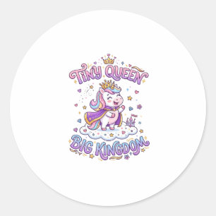 Sticker Rond Licorne Petite Reine Grand Royaume Idée Cadeau Aut