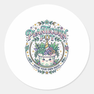 Sticker Rond Licorne Planticorne Pot POD Prêt POD Maquette_1