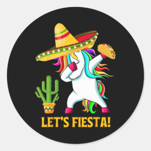 Sticker Rond Licorne qui fait dabber Drôle de Cinco De Mayo Fil