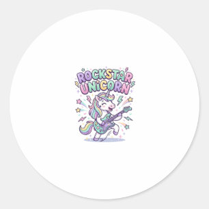 Sticker Rond Licorne Rockstar Licorne Charmant Vêtements Graphi