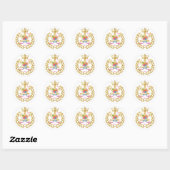 Sticker Rond licorne rose (Feuille)
