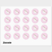 Sticker Rond Licorne rose (Feuille)