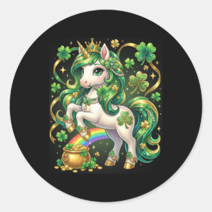 Sticker Rond Licorne St-Patrick Enfants Filles Enfant Trèfle