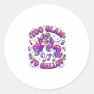 Sticker Rond Licorne Trop Glamour pour Galoper Impression sur D