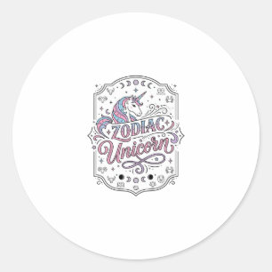 Sticker Rond Licorne Zodiaque Licorne Conception De Cadeau Ludi