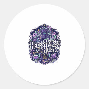 Sticker Rond Licornes Ensorcellent Chevaux et Cornes Prêt POD A
