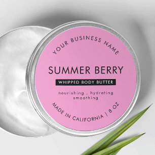 Sticker Rond Lid de bocal cosmétique moderne rose et noir