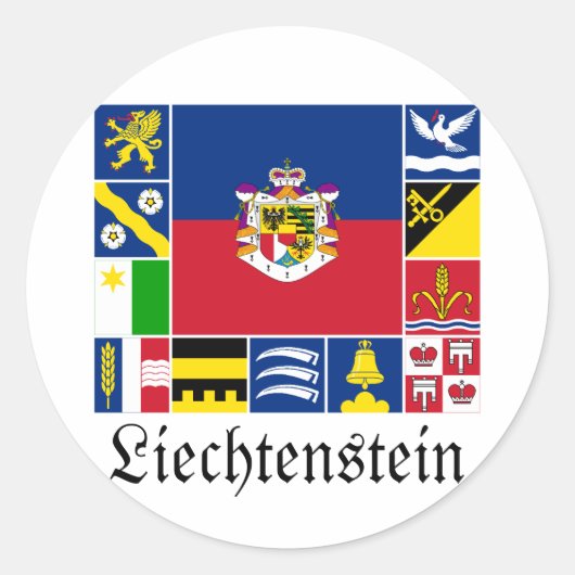 Sticker Rond Liechtenstein et ses drapeaux de la Gemeinde (Devant)