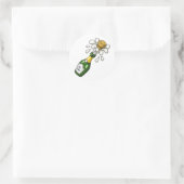 Sticker Rond Liège sautant de bande dessinée de bouteille verte (Sac)