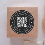 Sticker Rond Lien du site Web Code QR Nom commercial minimal No<br><div class="desc">Simple autocollant d'entreprise avec votre lien de site Web de code QR. Pour une personnalisation plus avancée de cette conception,  cliquez sur le BOUTON OUTIL DESIGN BLEU ci-dessus ! Des articles correspondants sont également disponibles.</div>