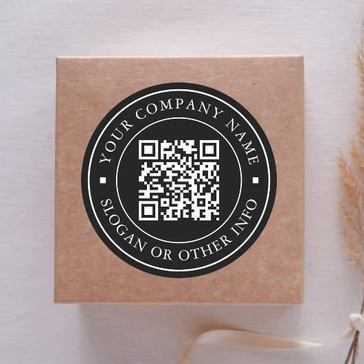 Sticker Rond Lien du site Web Code QR Nom commercial minimal No