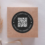 Sticker Rond Lien du site Web Code QR Nom commercial minimal No<br><div class="desc">Simple autocollant d'entreprise avec votre lien de site Web de code QR. Pour une personnalisation plus avancée de cette conception,  cliquez sur le BOUTON OUTIL DESIGN BLEU ci-dessus ! Des articles correspondants sont également disponibles.</div>