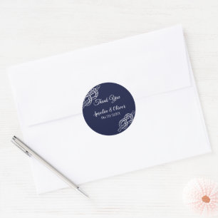 Sticker Rond Lien La corde Nautique Knot Blanc & Mariage Marine