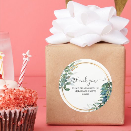 Sticker Rond lierre et fleurs de Merci crayon (Fête)