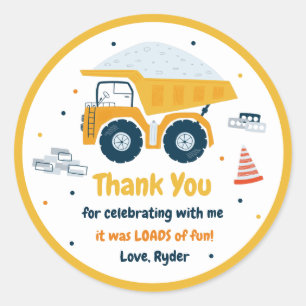 Sticker Rond Lieu de construction Camion de pompage Digger Anni