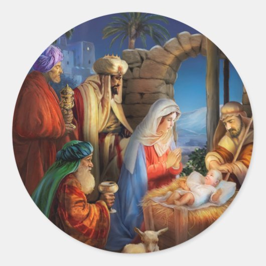 Sticker Rond Lieu des fêtes de la Nativité (Devant)