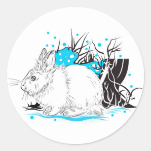Sticker Rond Lièvre