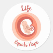 Sticker Rond Life Equals Hope – Pro-Life Awareness (Devant)