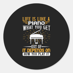 Sticker Rond Life Is Like A Piano