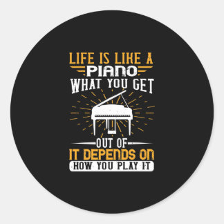 Sticker Rond Life Is Like A Piano