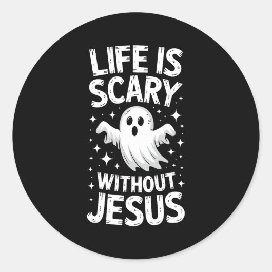 Sticker Rond Life Is Y Without Jesus Shirt Christian Halloween  (Devant)
