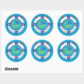 Sticker Rond Life Preserver Boy Birthday Pool Party (Feuille)