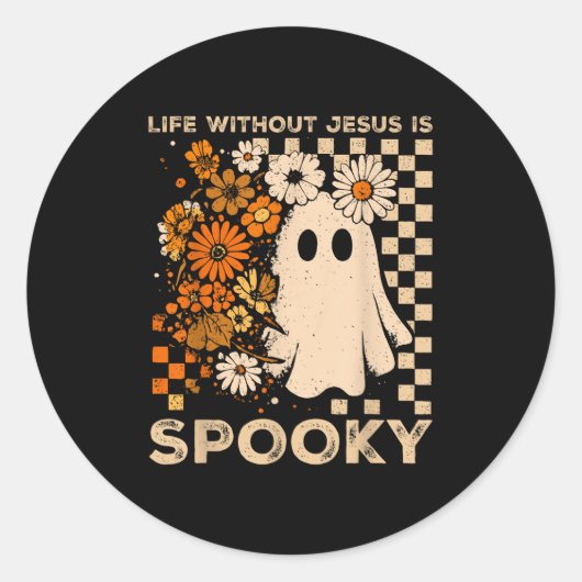 Sticker Rond Life Without Jesus Is Soky Floral Christian Hallow (Devant)