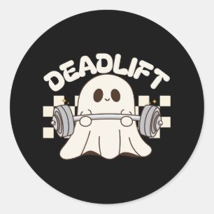 Sticker Rond Lift mort amusant Halloween Fantôme Poids Lifting