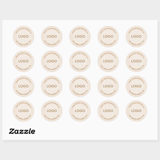 Sticker Rond Light beig linen texture personalized text classic (Feuille)