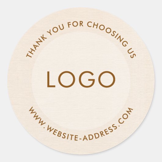 Sticker Rond Light beig linen texture personalized text classic (Devant)