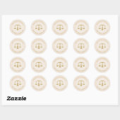 Sticker Rond Light beig linen texture personalized text logo (Feuille)