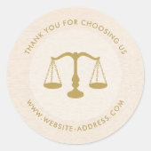 Sticker Rond Light beig linen texture personalized text logo (Devant)