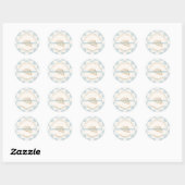 Sticker Rond Light Blue Checkered Croissant Bakery Thank You (Feuille)