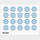Sticker Rond Light blue linen texture personalized text (Feuille)