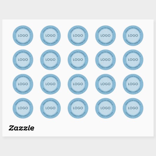 Sticker Rond Light blue linen texture personalized text (Feuille)