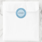 Sticker Rond Light blue linen texture personalized text (Sac)