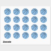 Sticker Rond Light/Carolina Blue Basketball Party ou Scrapbook (Feuille)