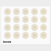 Sticker Rond Light Cream Linen Texture Gold Logo Custom Text (Feuille)