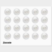 Sticker Rond Light Gray Two Hearts Intertwined Monogram Wedding (Feuille)