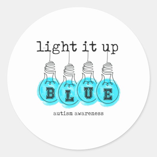 Sticker Rond Light It Up Blue Sensibilisation sur l'autisme Pre (Devant)